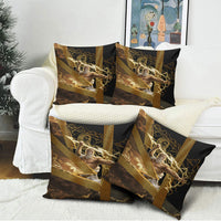 Zeus Greek Mythology King Of Gods Pillow Cover Gold Meander Pattern Lightning Bolt Mythological