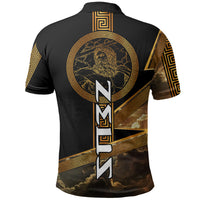 Zeus Greek Mythology King Of Gods Polo Shirt Gold Meander Pattern Lightning Bolt Mythological