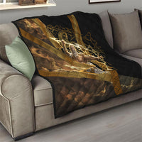 Zeus Greek Mythology King Of Gods Quilt Gold Meander Pattern Lightning Bolt Mythological