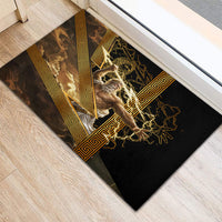 Zeus Greek Mythology King Of Gods Rubber Doormat Gold Meander Pattern Lightning Bolt Mythological