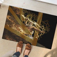 Zeus Greek Mythology King Of Gods Rubber Doormat Gold Meander Pattern Lightning Bolt Mythological