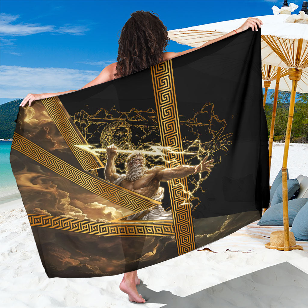 Zeus Greek Mythology King Of Gods Sarong Gold Meander Pattern Lightning Bolt Mythological