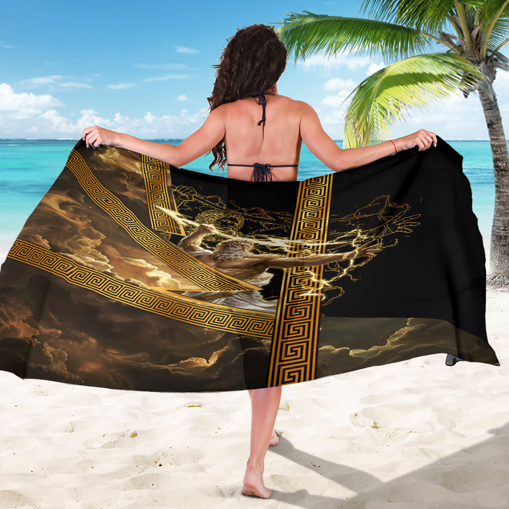 Zeus Greek Mythology King Of Gods Sarong Gold Meander Pattern Lightning Bolt Mythological