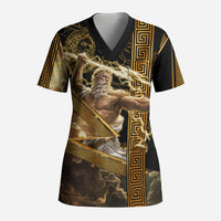 Zeus Greek Mythology King Of Gods Scrub Top Gold Meander Pattern Lightning Bolt Mythological