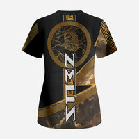 Zeus Greek Mythology King Of Gods Scrub Top Gold Meander Pattern Lightning Bolt Mythological