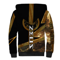 Zeus Greek Mythology King Of Gods Sherpa Hoodie Gold Meander Pattern Lightning Bolt Mythological