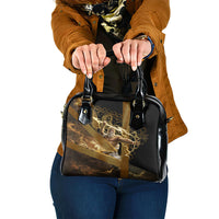 Zeus Greek Mythology King Of Gods Shoulder Handbag Gold Meander Pattern Lightning Bolt Mythological