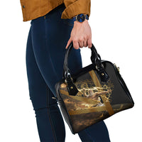 Zeus Greek Mythology King Of Gods Shoulder Handbag Gold Meander Pattern Lightning Bolt Mythological