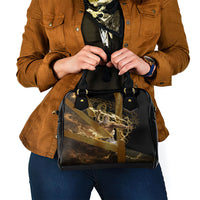Zeus Greek Mythology King Of Gods Shoulder Handbag Gold Meander Pattern Lightning Bolt Mythological