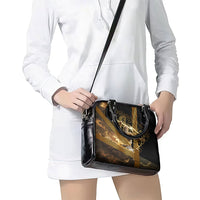 Zeus Greek Mythology King Of Gods Shoulder Handbag Gold Meander Pattern Lightning Bolt Mythological