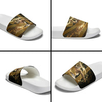 Zeus Greek Mythology King Of Gods Slide Sandals Gold Meander Pattern Lightning Bolt Mythological