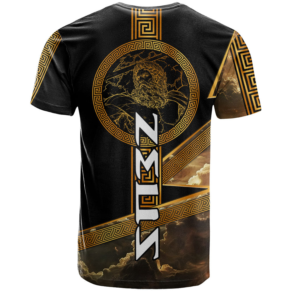 Zeus Greek Mythology King Of Gods T Shirt Gold Meander Pattern Lightning Bolt Mythological