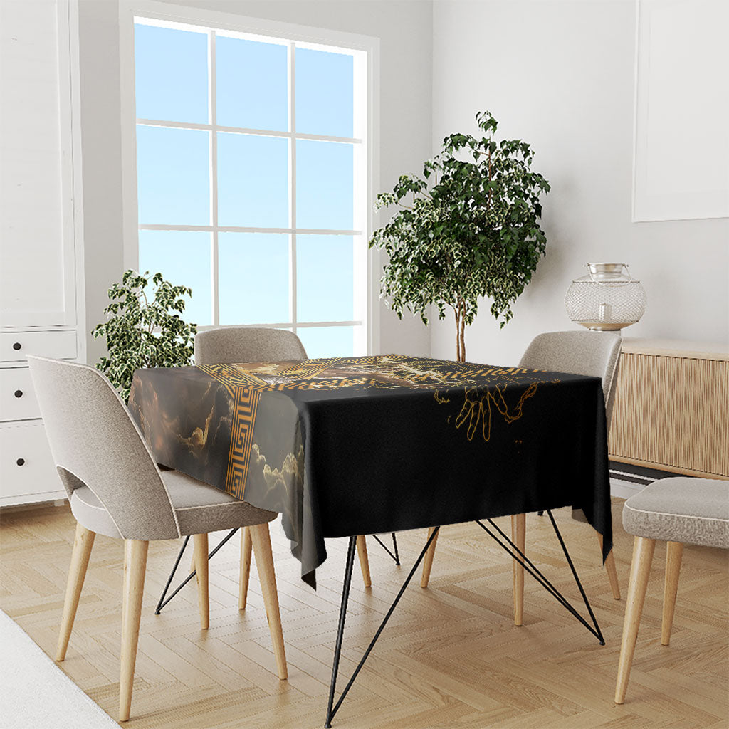 Zeus Greek Mythology King Of Gods Tablecloth Gold Meander Pattern Lightning Bolt Mythological
