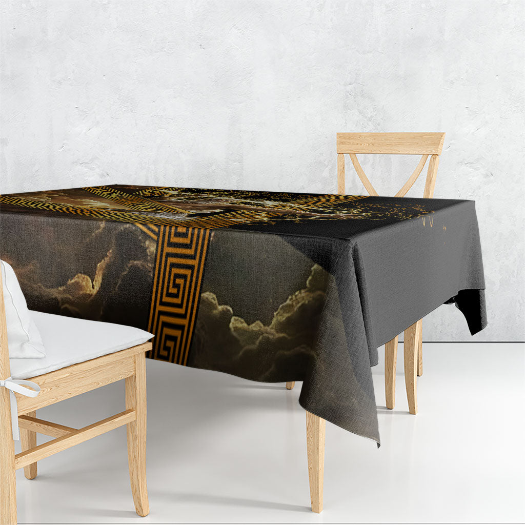 Zeus Greek Mythology King Of Gods Tablecloth Gold Meander Pattern Lightning Bolt Mythological