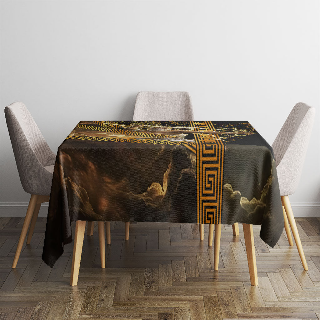 Zeus Greek Mythology King Of Gods Tablecloth Gold Meander Pattern Lightning Bolt Mythological