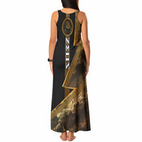 Zeus Greek Mythology King Of Gods Tank Maxi Dress Gold Meander Pattern Lightning Bolt Mythological