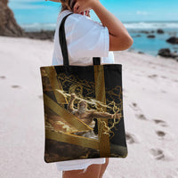 Zeus Greek Mythology King Of Gods Tote Bag Gold Meander Pattern Lightning Bolt Mythological
