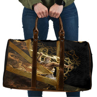 Zeus Greek Mythology King Of Gods Travel Bag Gold Meander Pattern Lightning Bolt Mythological