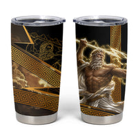Zeus Greek Mythology King Of Gods Tumbler Cup Gold Meander Pattern Lightning Bolt Mythological