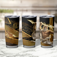 Zeus Greek Mythology King Of Gods Tumbler Cup Gold Meander Pattern Lightning Bolt Mythological