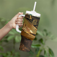 Zeus Greek Mythology King Of Gods Tumbler With Handle Gold Meander Pattern Lightning Bolt Mythological