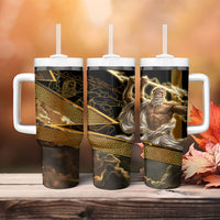 Zeus Greek Mythology King Of Gods Tumbler With Handle Gold Meander Pattern Lightning Bolt Mythological