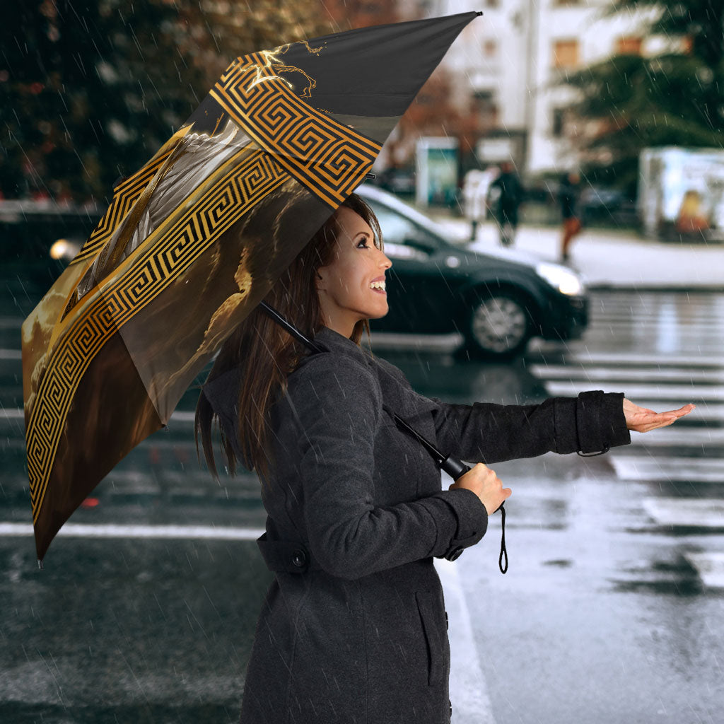 Zeus Greek Mythology King Of Gods Umbrella Gold Meander Pattern Lightning Bolt Mythological