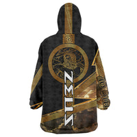 Zeus Greek Mythology King Of Gods Wearable Blanket Hoodie Gold Meander Pattern Lightning Bolt Mythological