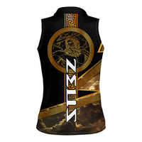 Zeus Greek Mythology King Of Gods Women Sleeveless Polo Shirt Gold Meander Pattern Lightning Bolt Mythological