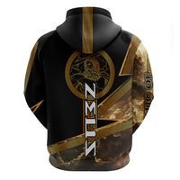 Zeus Greek Mythology King Of Gods Zip Hoodie Gold Meander Pattern Lightning Bolt Mythological