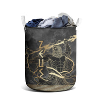 Zeus Greek Mythology King Of Gods Laundry Basket Golden Meander Key Pattern Lightning Bolt
