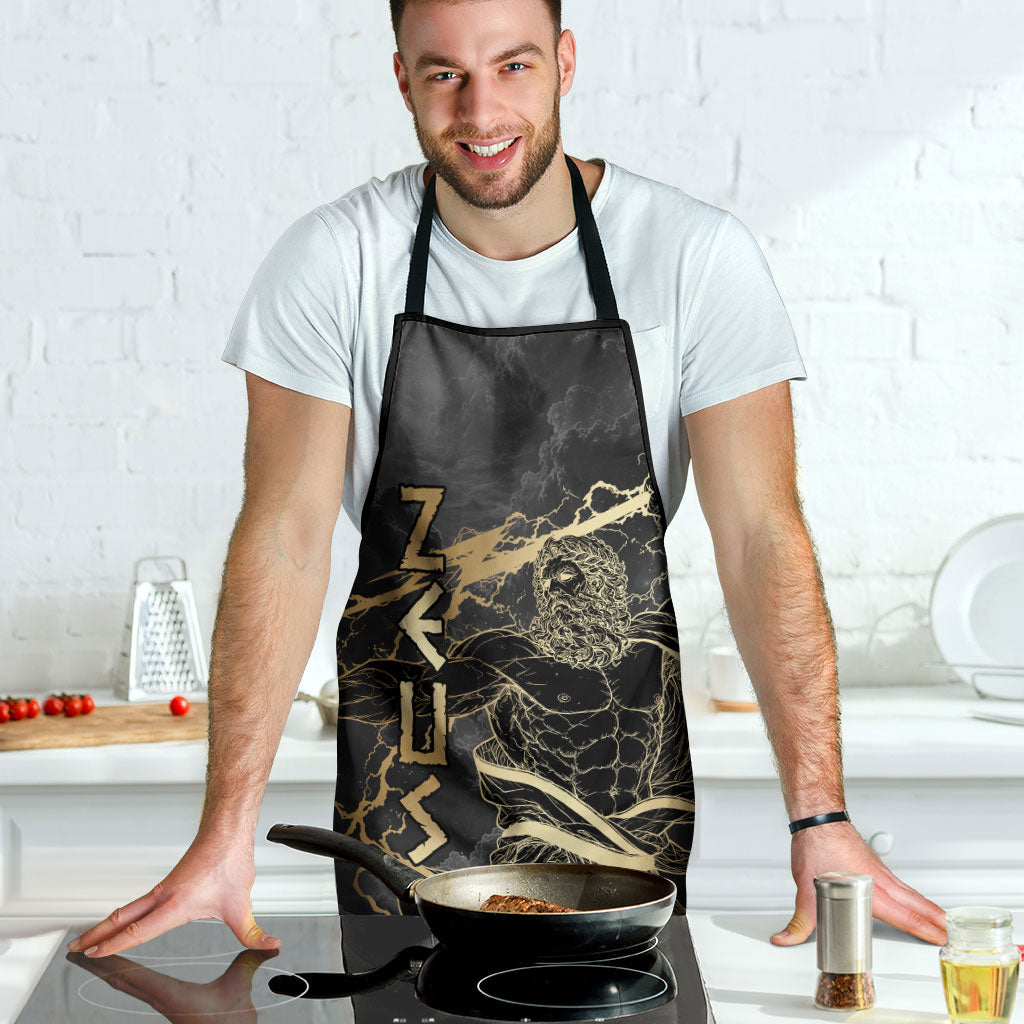 Zeus Greek Mythology King Of Gods Apron Golden Meander Key Pattern Lightning Bolt
