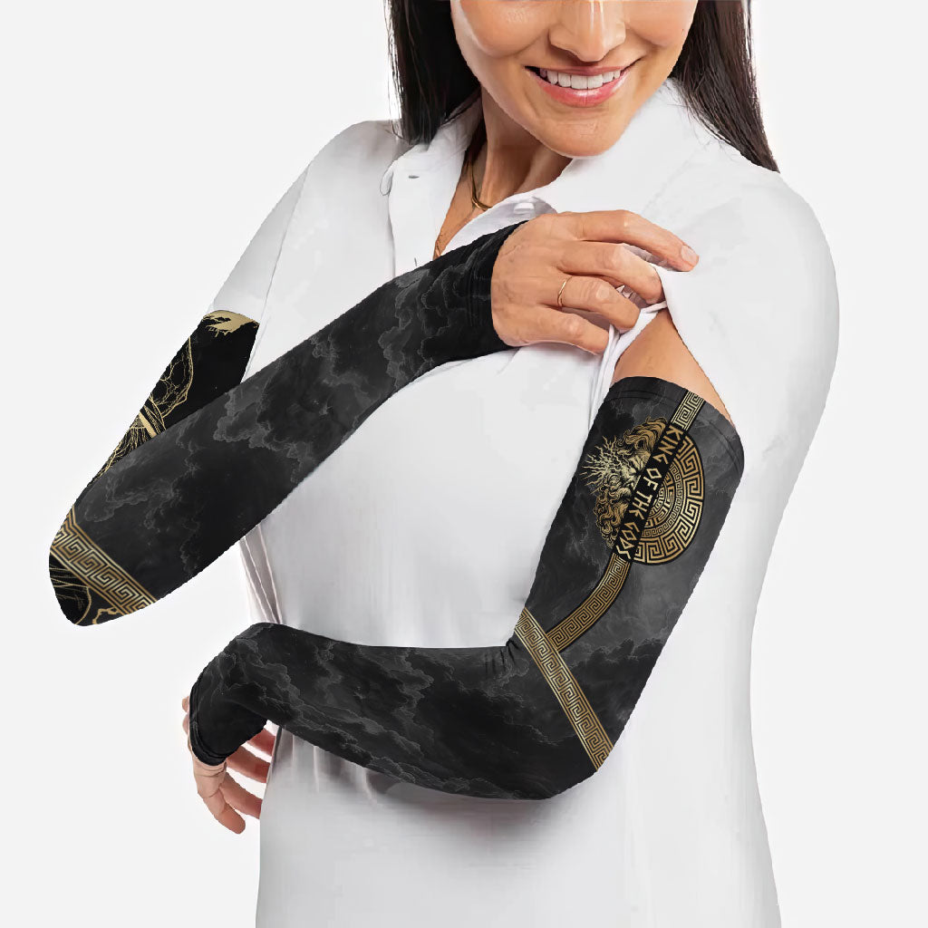 Zeus Greek Mythology King Of Gods Arm Sleeves Golden Meander Key Pattern Lightning Bolt