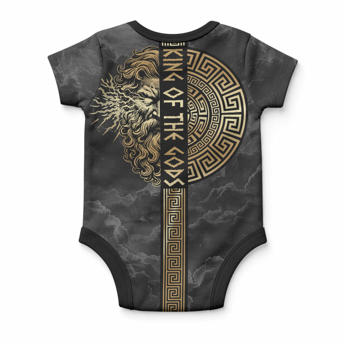 Zeus Greek Mythology King Of Gods Baby Onesie Golden Meander Key Pattern Lightning Bolt