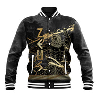 Zeus Greek Mythology King Of Gods Baseball Jacket Golden Meander Key Pattern Lightning Bolt