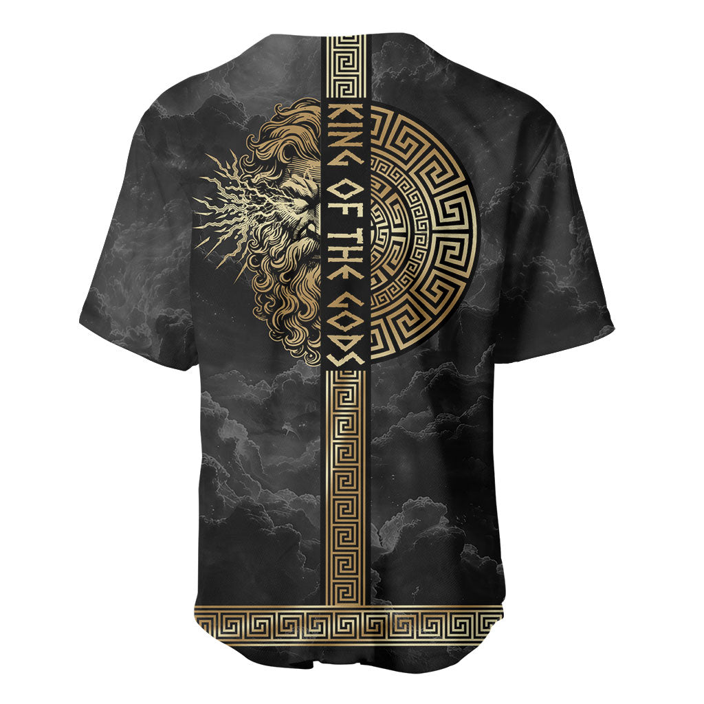 Zeus Greek Mythology King Of Gods Baseball Jersey Golden Meander Key Pattern Lightning Bolt