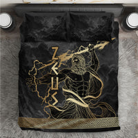 Zeus Greek Mythology King Of Gods Bedding Set Golden Meander Key Pattern Lightning Bolt