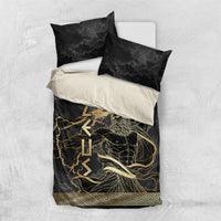 Zeus Greek Mythology King Of Gods Bedding Set Golden Meander Key Pattern Lightning Bolt