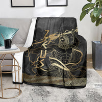 Zeus Greek Mythology King Of Gods Blanket Golden Meander Key Pattern Lightning Bolt