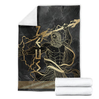 Zeus Greek Mythology King Of Gods Blanket Golden Meander Key Pattern Lightning Bolt