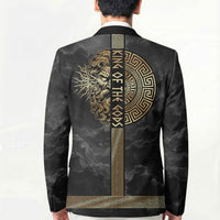 Zeus Greek Mythology King Of Gods Blazer Golden Meander Key Pattern Lightning Bolt