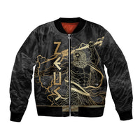 Zeus Greek Mythology King Of Gods Bomber Jacket Golden Meander Key Pattern Lightning Bolt