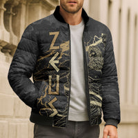 Zeus Greek Mythology King Of Gods Bomber Puffer Jacket Golden Meander Key Pattern Lightning Bolt