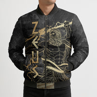 Zeus Greek Mythology King Of Gods Bomber Puffer Jacket Golden Meander Key Pattern Lightning Bolt