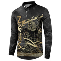 Zeus Greek Mythology King Of Gods Button Sweatshirt Golden Meander Key Pattern Lightning Bolt