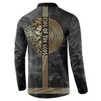 Zeus Greek Mythology King Of Gods Button Sweatshirt Golden Meander Key Pattern Lightning Bolt
