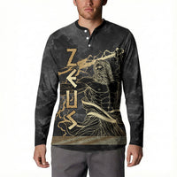 Zeus Greek Mythology King Of Gods Button Sweatshirt Golden Meander Key Pattern Lightning Bolt