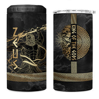 Zeus Greek Mythology King Of Gods 4 in 1 Can Cooler Tumbler Golden Meander Key Pattern Lightning Bolt