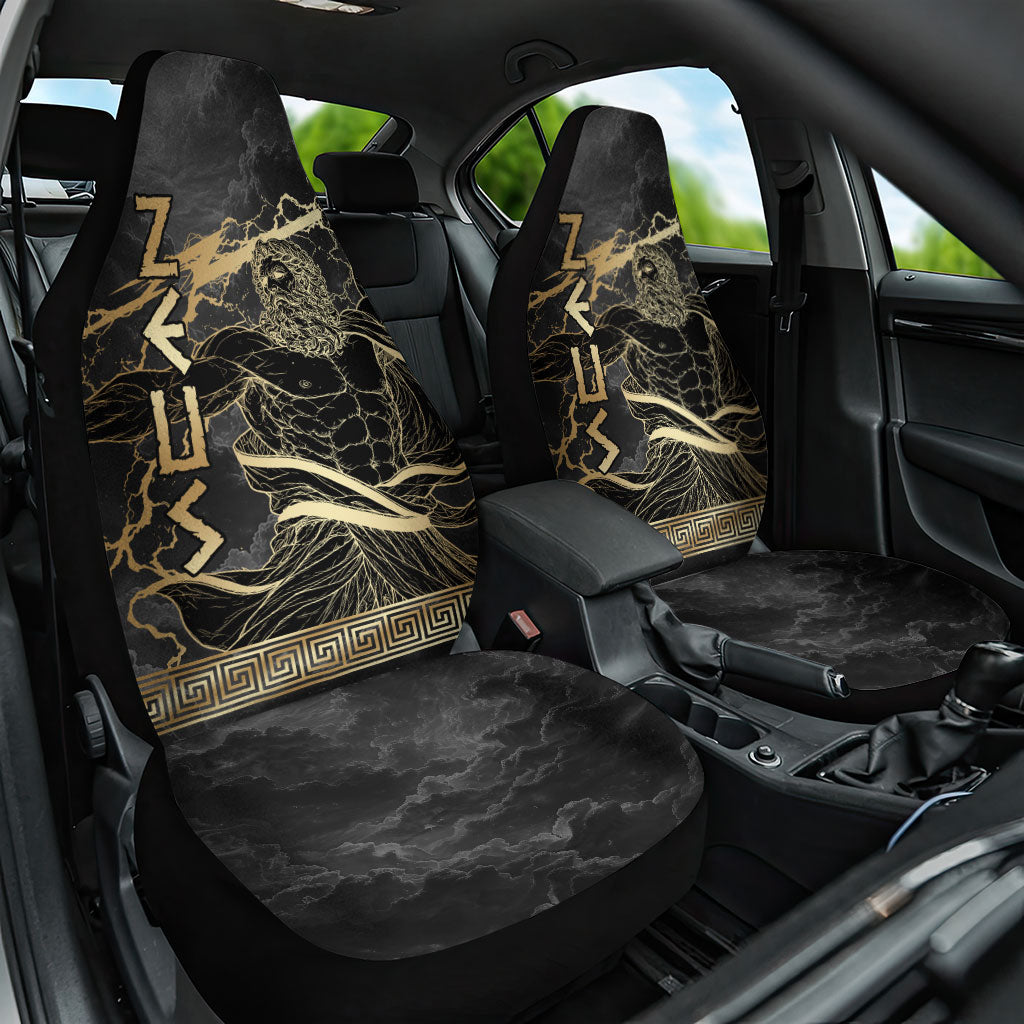 Zeus Greek Mythology King Of Gods Car Seat Cover Golden Meander Key Pattern Lightning Bolt
