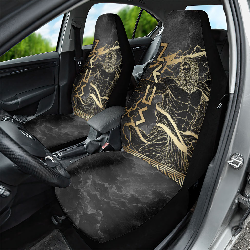 Zeus Greek Mythology King Of Gods Car Seat Cover Golden Meander Key Pattern Lightning Bolt